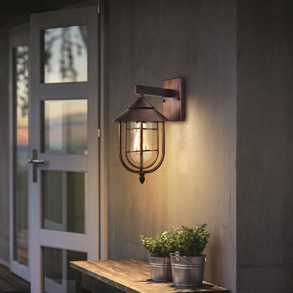 Waterproof Retro Iron Glass Motion Sensor Modern Outdoor Wall Lights
