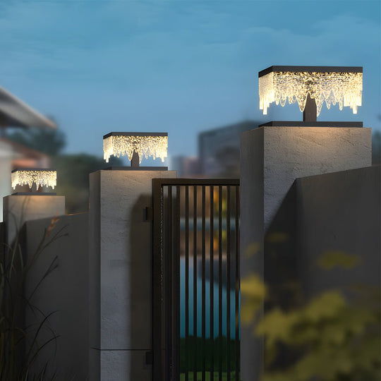 Square Waterproof LED Solar Fence Post Light