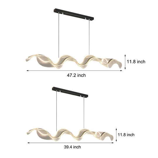 Waves Acrylic Ribbon Streamers LED Modern Chandeliers with LED Strip