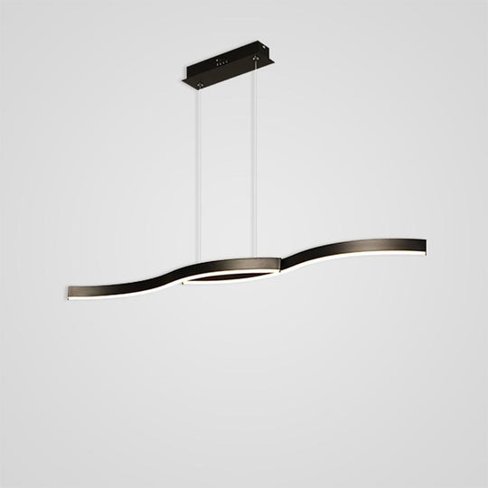 Dual Wave Metal &amp; PVC Island Dining Chandelier – 2-Light LED