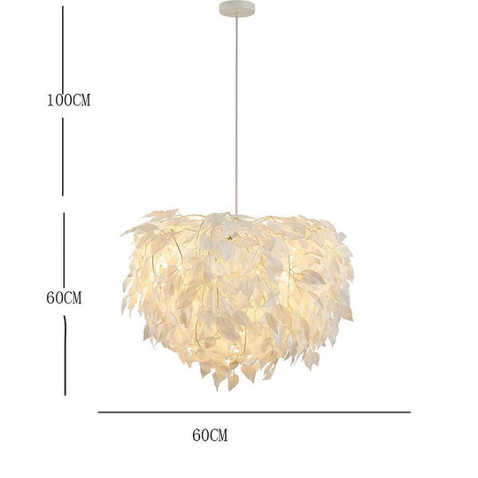 Modern Scandinavian Fabric Pendant Light – White &amp; Gold, LED, Dimmable, 24"
