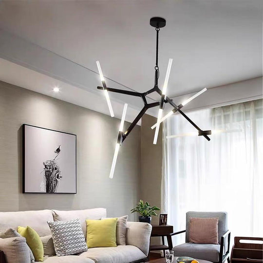 Industrial Sputnik 10-Light LED Chandelier – Black &amp; Gold