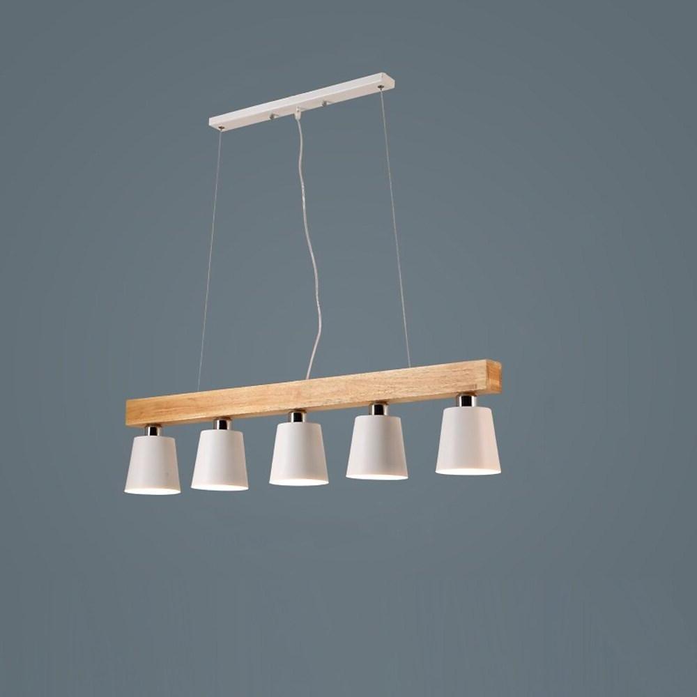 Row of Lights Farmhouse Pendant Light Metal &amp; Wood Pendant Lighting