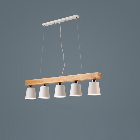 Row of Lights Farmhouse Pendant Light Metal &amp; Wood Pendant Lighting