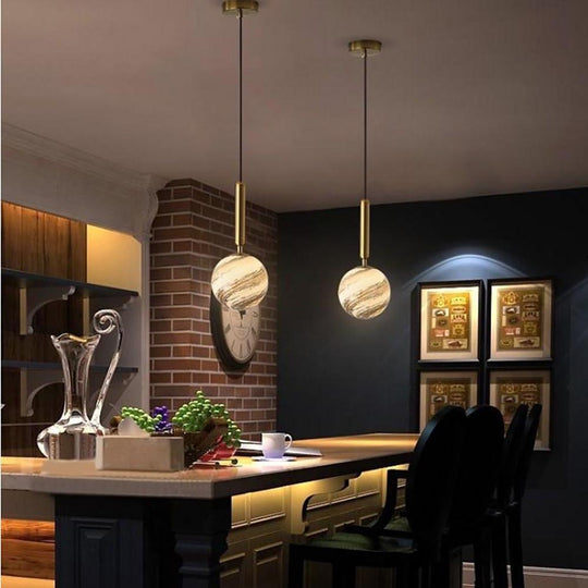 Distressed Globe Hallway Pendant Light Metal Acrylic Ceiling Lights