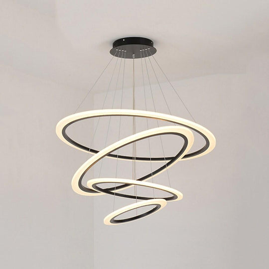 4-Ring Geometric LED Modern Chandelier Pendant Light