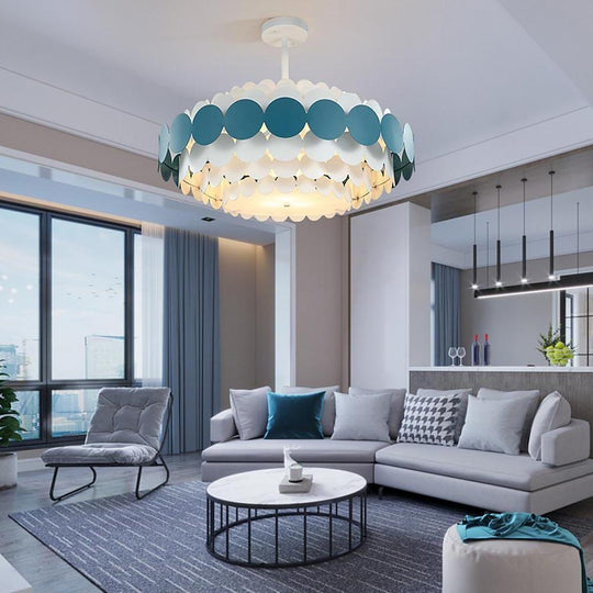 Circles Frills Blue Pendant Light – Metal Stylish Ceiling Light