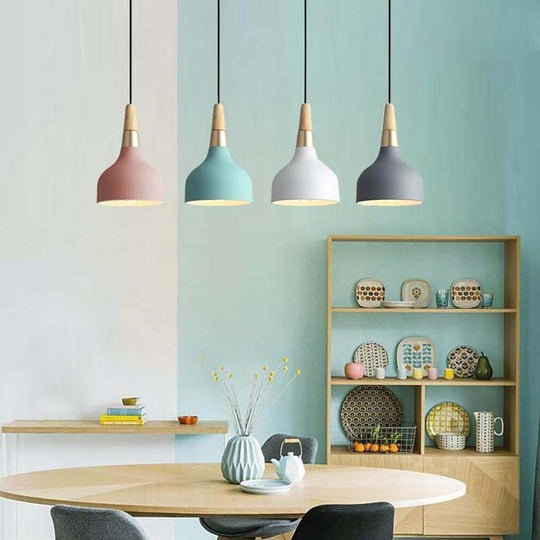 Wood and Metal LED Modern Pendant Light