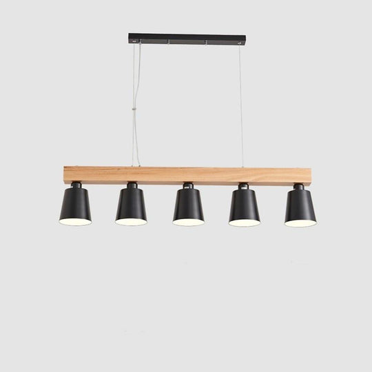 Row of Lights Farmhouse Pendant Light Metal &amp; Wood Pendant Lighting