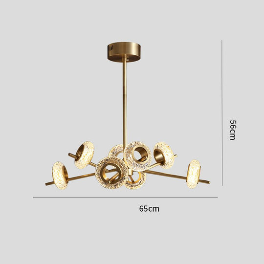 Modern Gold Sputnik Chandelier with Copper and Glass Accents
