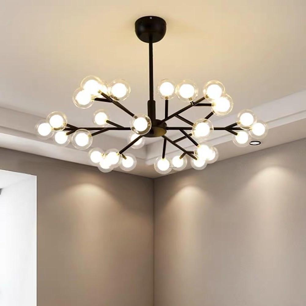 Novelty 30-Light Glass Orb Bubble LED Sputnik Sphere Chandelier – 33" Wide