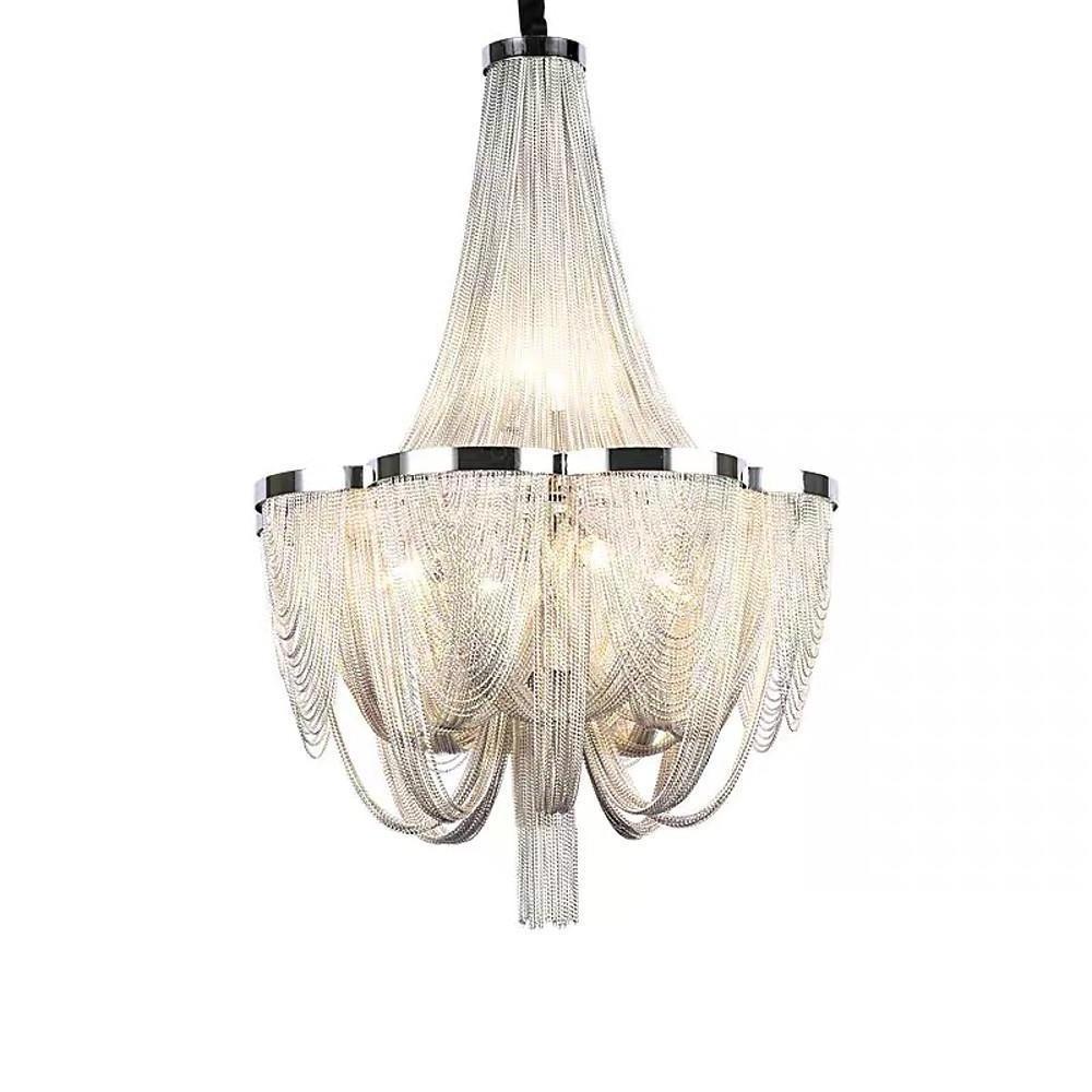 Silver 6-Light Electroplated Metal Modern Chandelier – Kitchen &amp; Dining