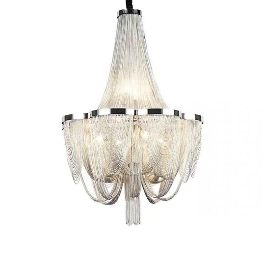 Silver 6-Light Electroplated Metal Modern Chandelier – Kitchen &amp; Dining