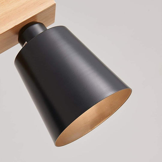 Row of Lights Farmhouse Pendant Light Metal &amp; Wood Pendant Lighting
