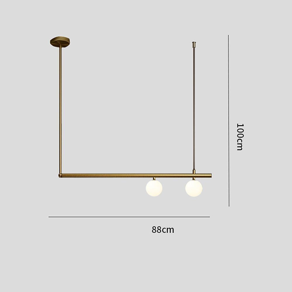 Minimalist Modern Linear Globe Pendant Lighting Copper Glass Kitchen &amp; Dining Room Light