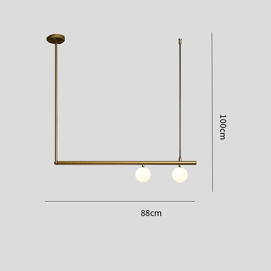 Minimalist Modern Linear Globe Pendant Lighting Copper Glass Kitchen &amp; Dining Room Light
