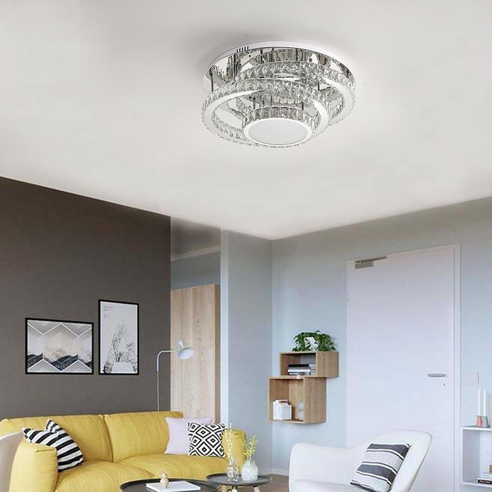 Gradated Flush Mount Ceiling Light – Industrial Acrylic &amp; Stainless Steel LED