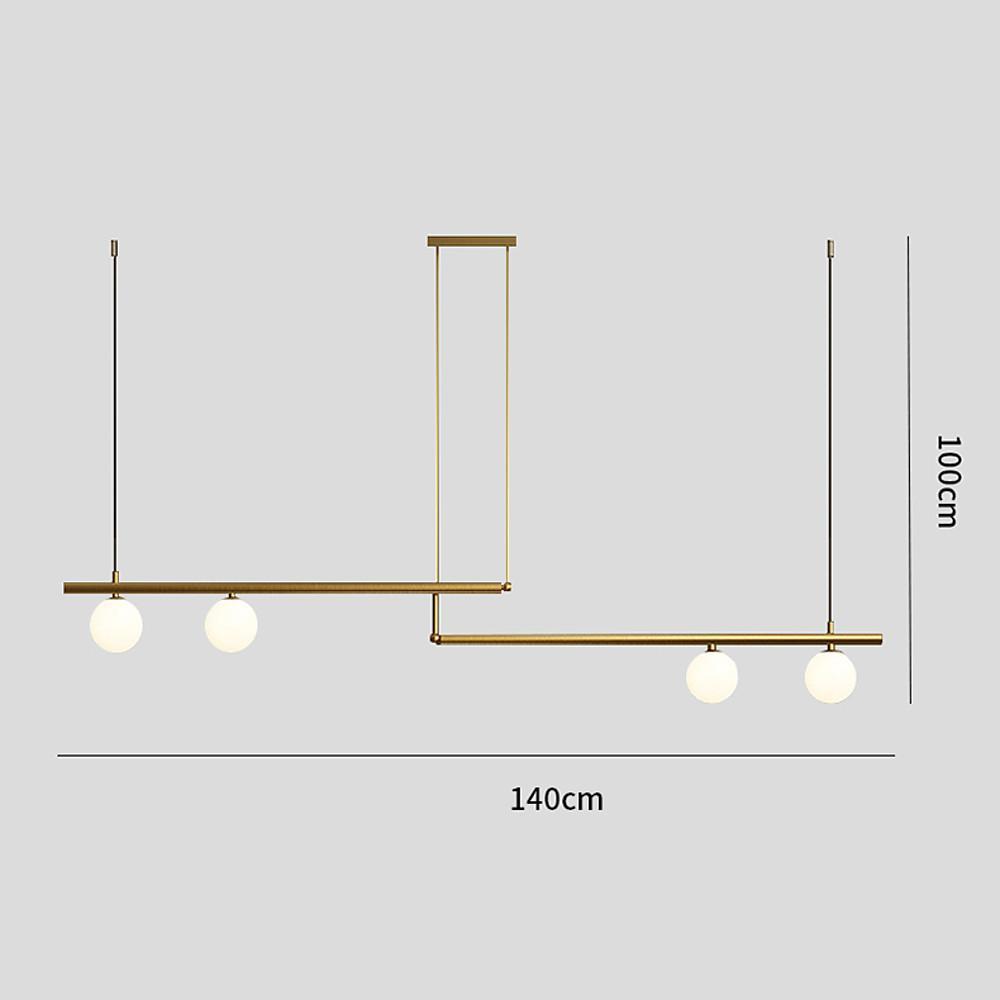 Minimalist Modern Linear Globe Pendant Lighting Copper Glass Kitchen &amp; Dining Room Light