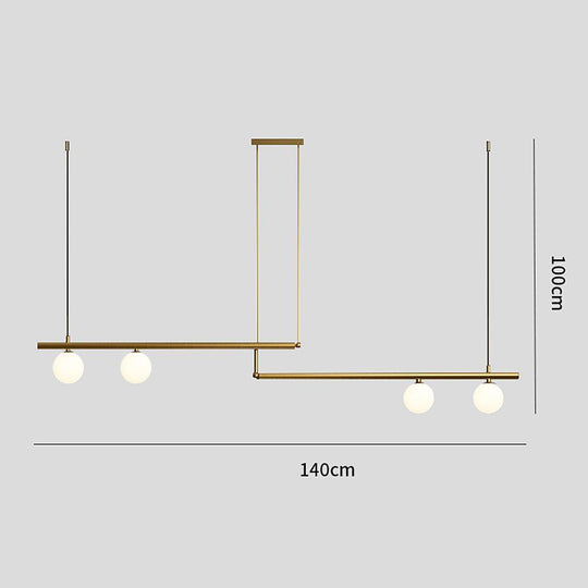 Minimalist Modern Linear Globe Pendant Lighting Copper Glass Kitchen &amp; Dining Room Light