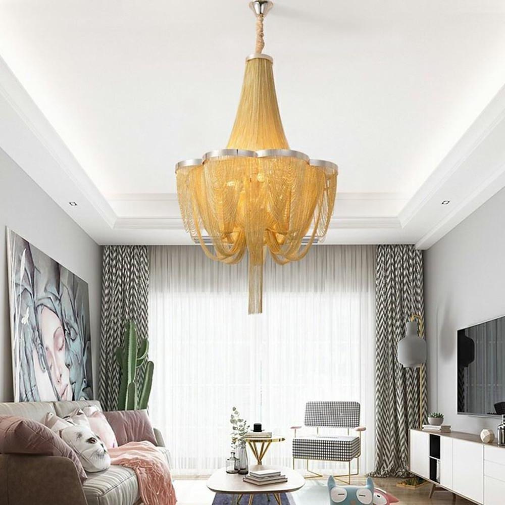 Silver 6-Light Electroplated Metal Modern Chandelier – Kitchen &amp; Dining