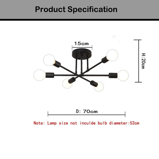 Modern LED Nordic Style Geometric Sputnik Semi Flush Mount Ceiling Light