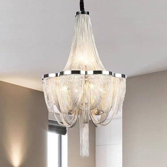 Silver 6-Light Electroplated Metal Modern Chandelier – Kitchen &amp; Dining