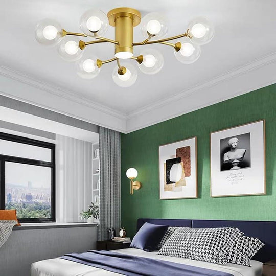 Globe Metal Glass Industrial LED Flush Mount Ceiling Light – Bedroom