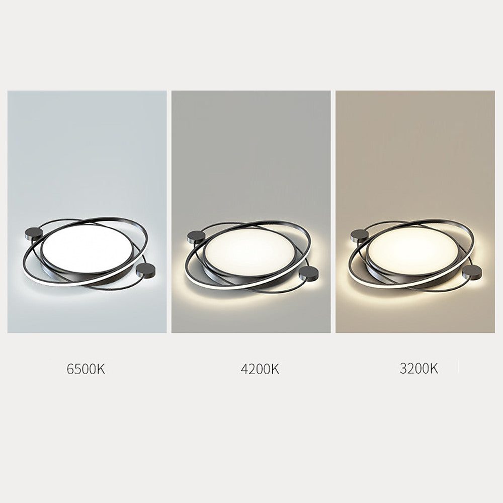 LED Geometric Shapes Circle Dimmable Flush Mount Light with Remote Control