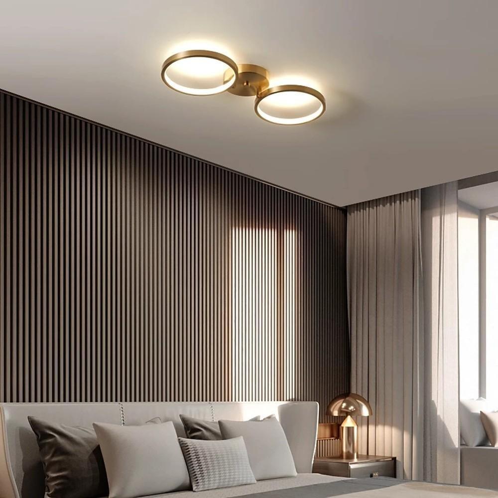 Three-Light Modern Copper LED Flush Mount Ceiling Light