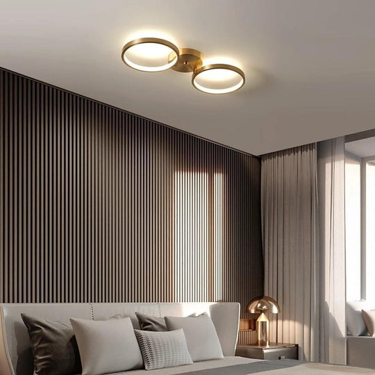 Three-Light Modern Copper LED Flush Mount Ceiling Light