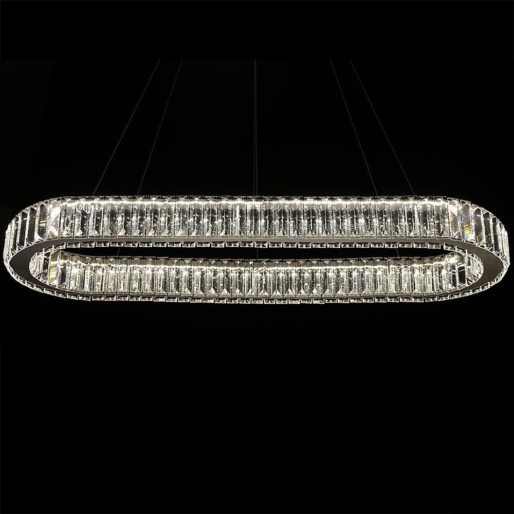 Chrome &amp; Gold Crystal Oval Ring LED Pendant Chandelier