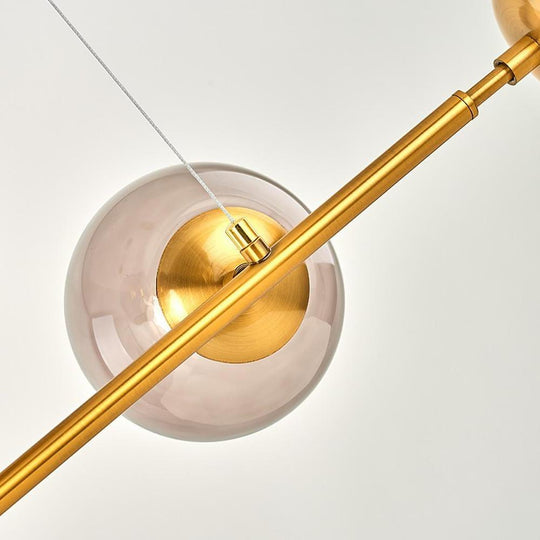 Nordic Linear Glass Globe Chandelier with 4/6 Lights