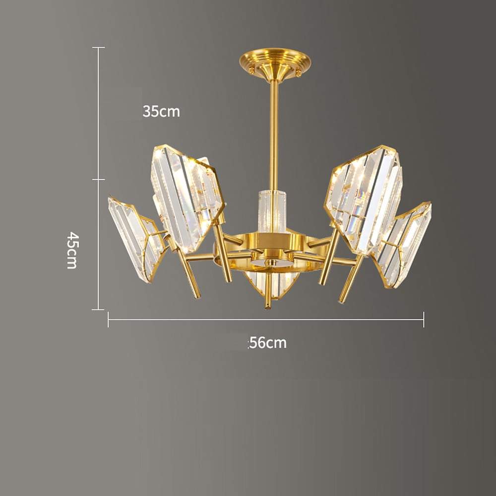 Brass Ring Frame Crystal LED Chandelier – Gold Metal with Crystal Accents