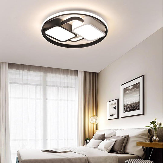 Circles Rectangles Dimmable LED Modern Ceiling Light Flush Mount