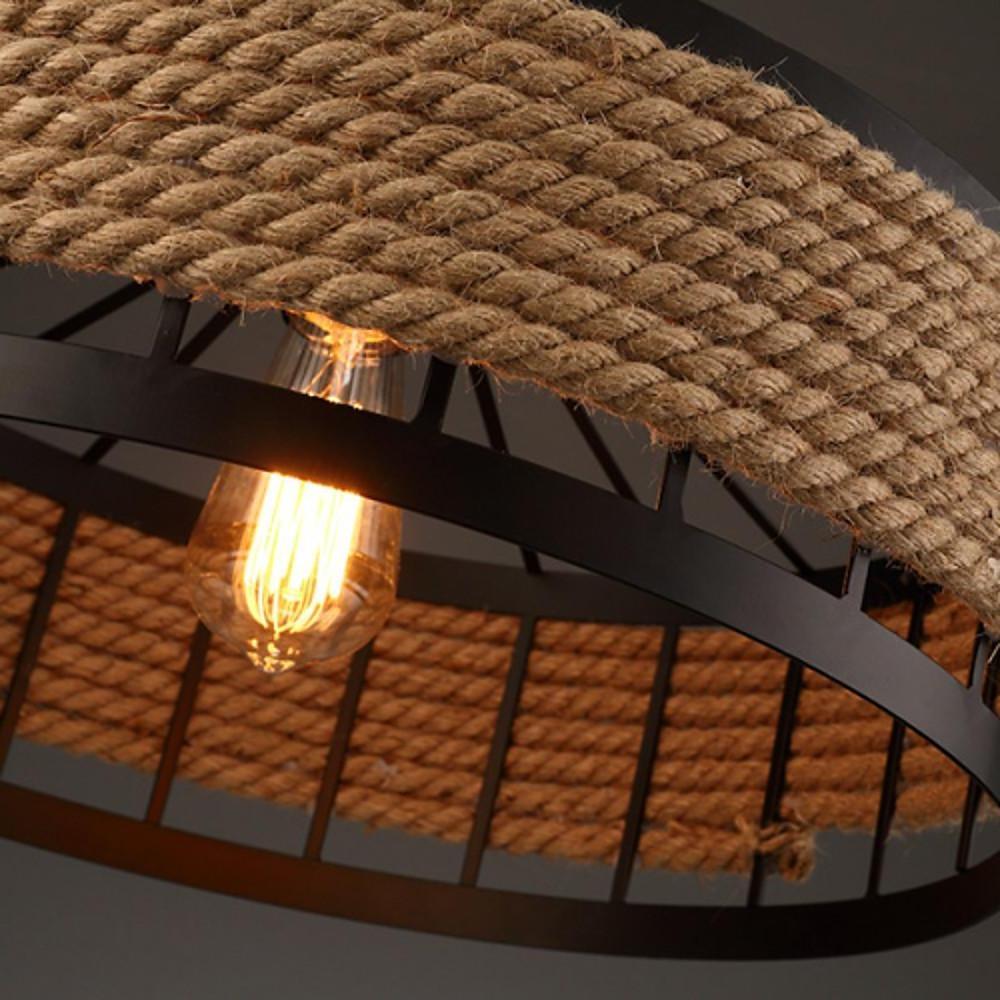 Circular Rope Wrapped Country Chandelier Pendant Light