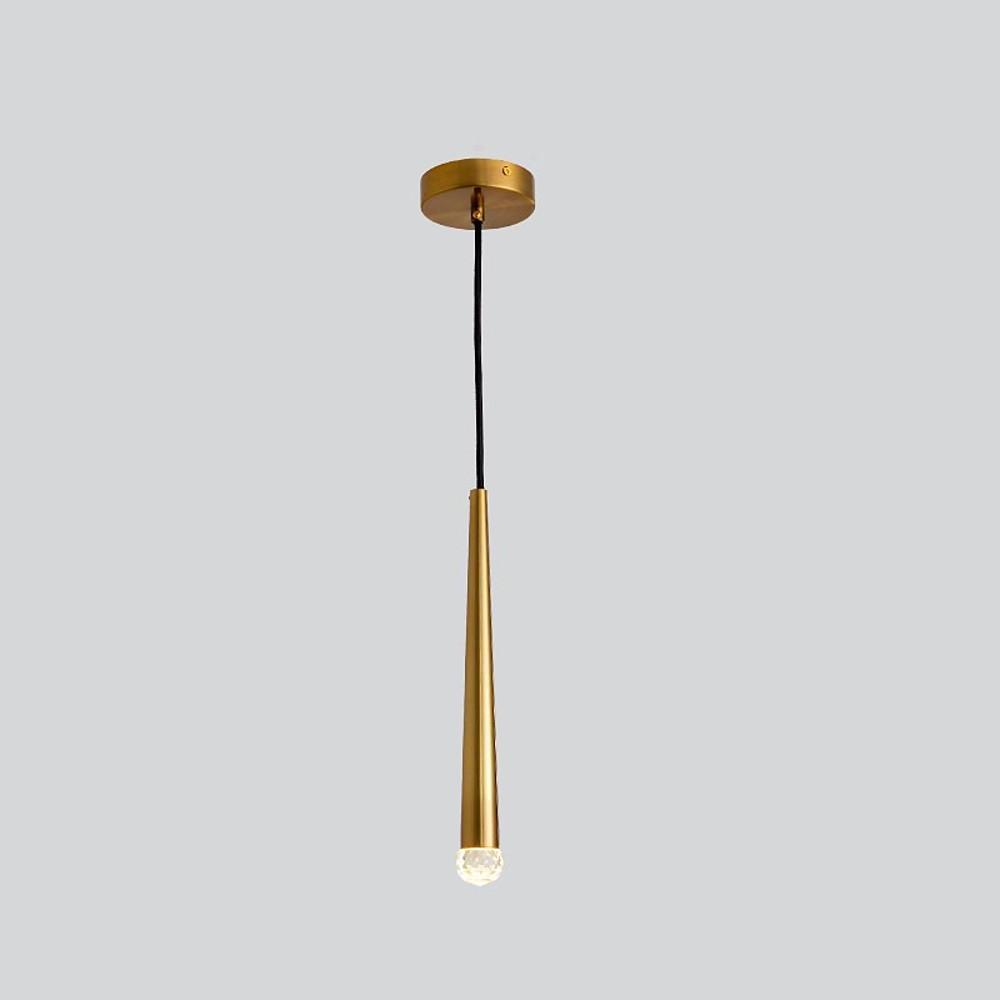 Slim Cylinder Electroplated Metal Crystal LED Pendant Light