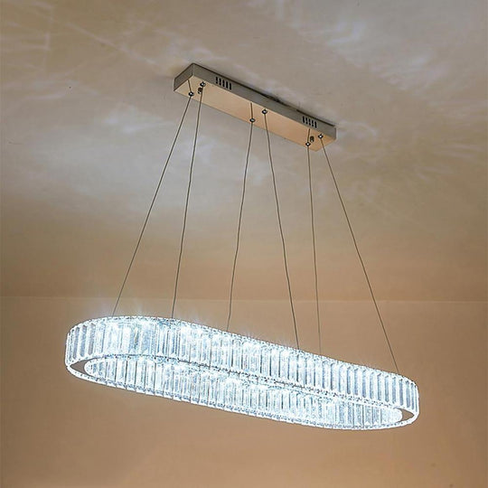 Chrome &amp; Gold Crystal Oval Ring LED Pendant Chandelier