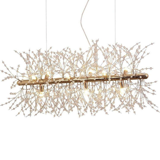 Luxury Modern LED Pendant Light – Electroplated Metal &amp; Crystal Branch Design