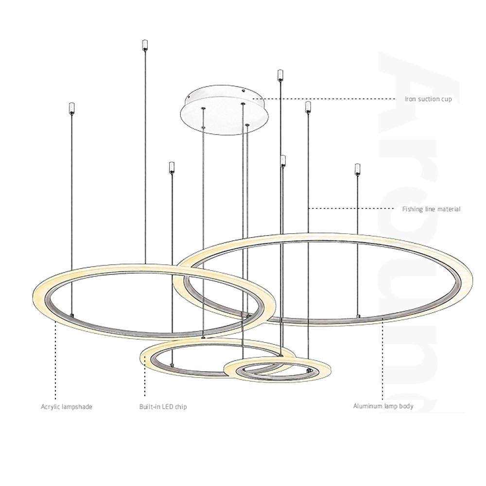 4 Circles Random Sizes Multi Light Pendant Metal &amp; Acrylic LED Ceiling Light