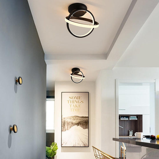Creative Circles LED Black Modern Ceiling Light Flush Mount Lighting