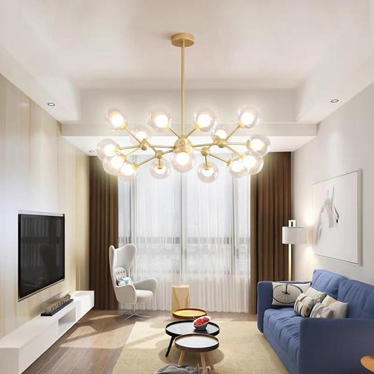 Modern Cluster Sputnik 15-Light Glass LED Chandelier